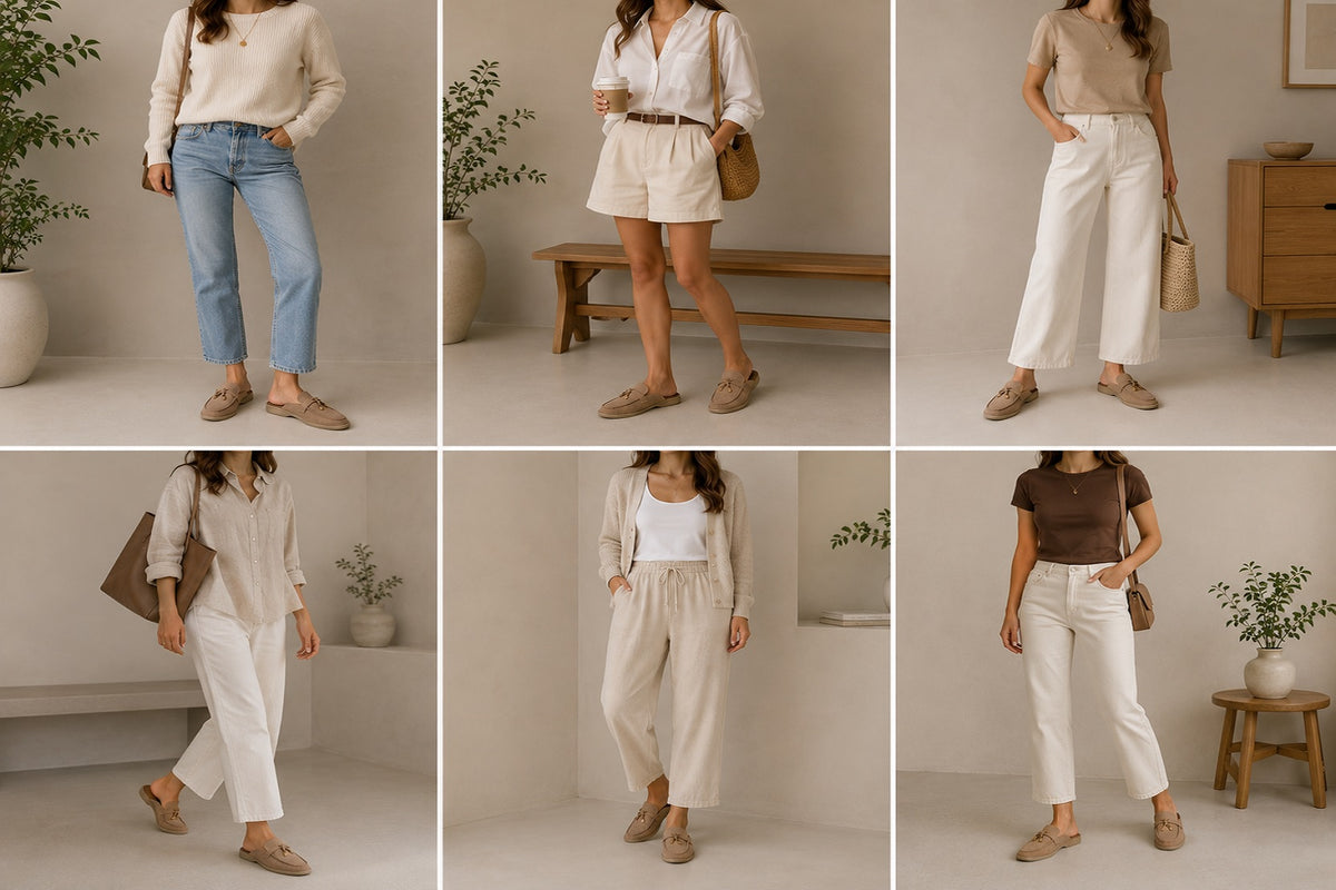 Nude Low Wedge Tassel Trim Moccasin Mule