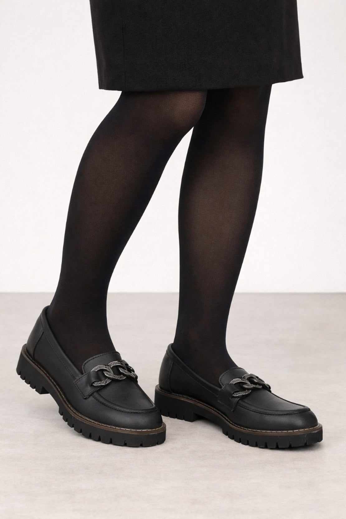 Women's Chunky Sole Chain Detail Loafers