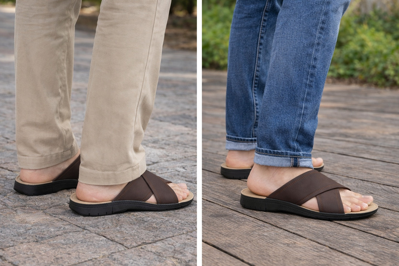 Men’s Aba-Style Leather Chappal – Comfortable Cross-Strap Sandals