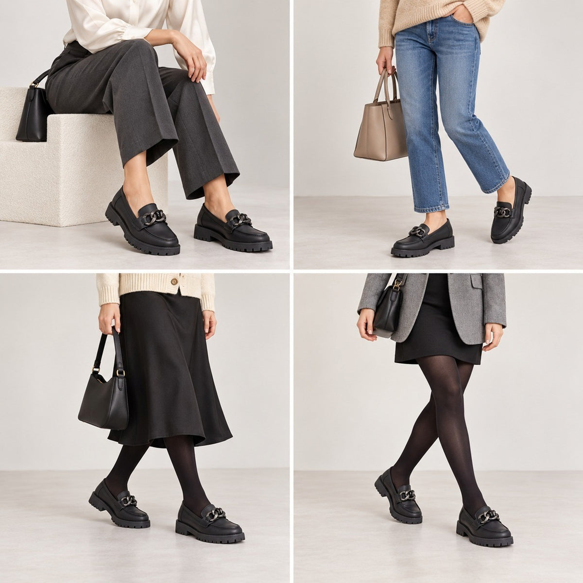 Women's Chunky Sole Chain Detail Loafers
