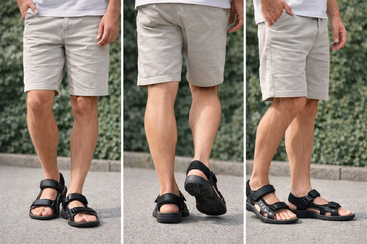 Black Outdoor Sandals Adjustable Straps Trekking Sandals