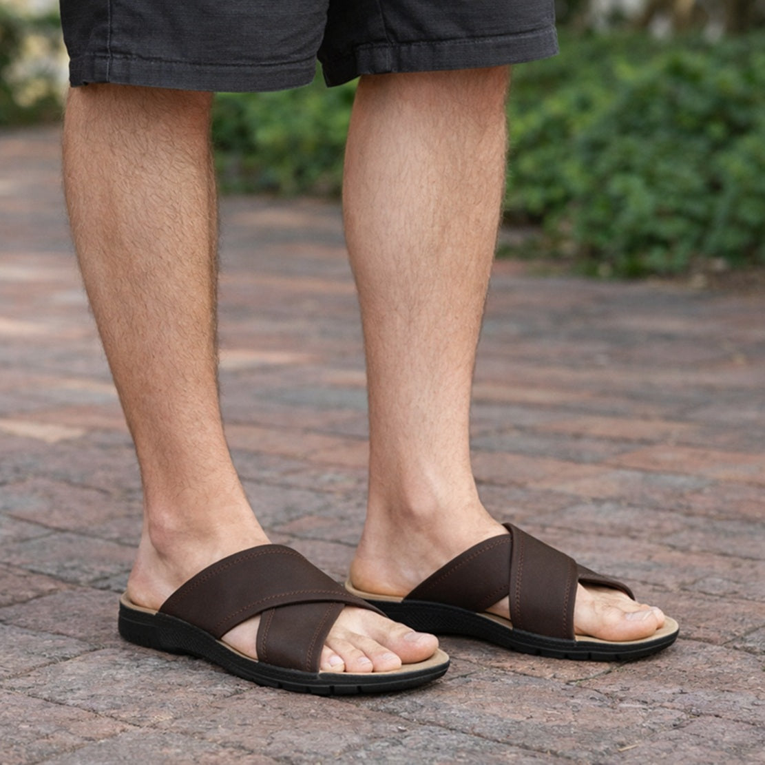 Men’s Aba-Style Leather Chappal – Comfortable Cross-Strap Sandals