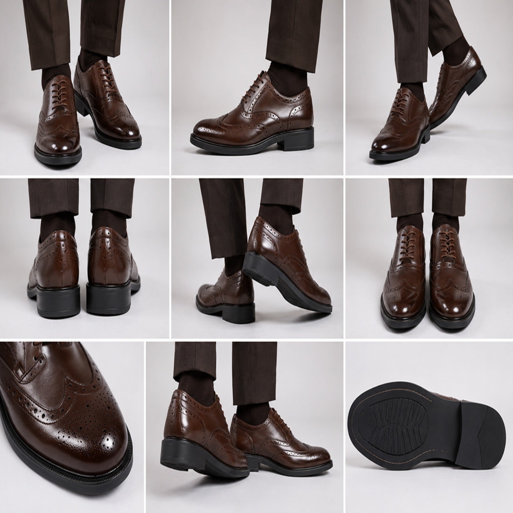 Men’s Lace up Brushed Brown Oxford Brogue Formal Dress Shoes