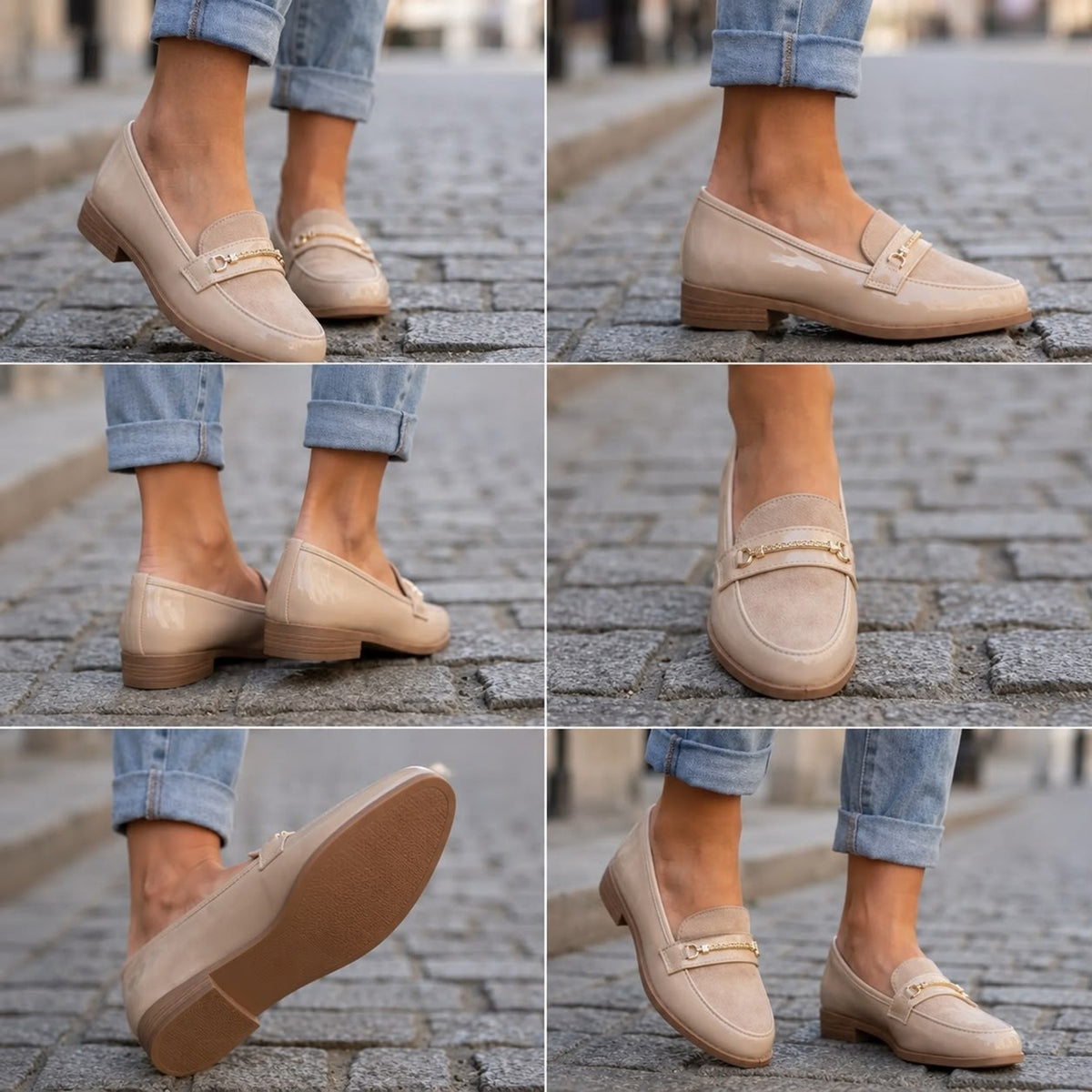 Women's Patent Leather Chain Detail Loafers