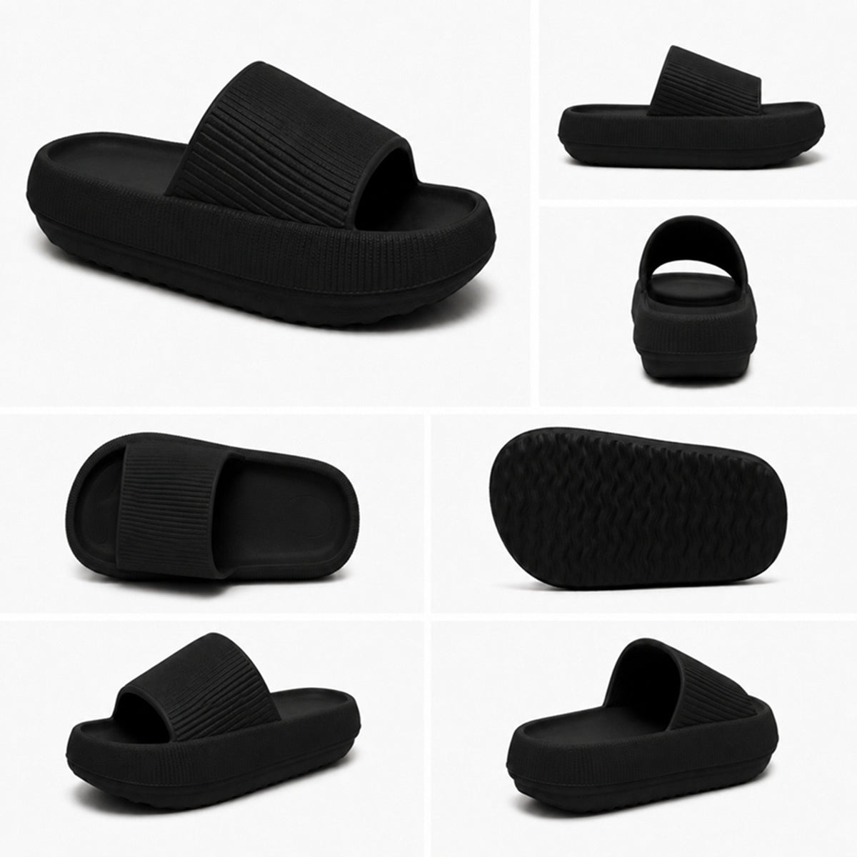 Black Cloud Comfort Platform Slide Sandals
