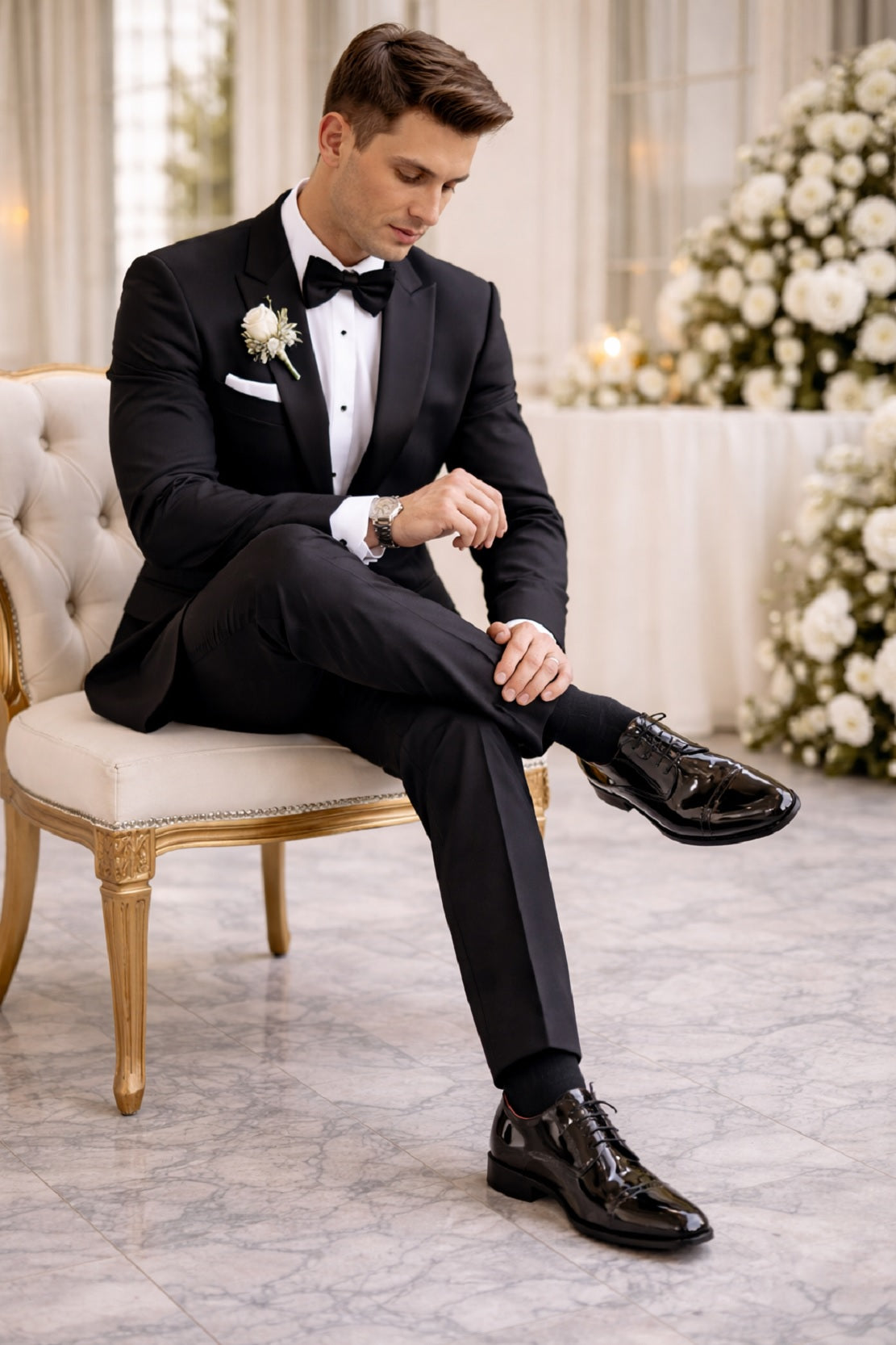 Men’s Black Patent Oxford Shoes – Glossy Lace-Up Formal Dress Shoes