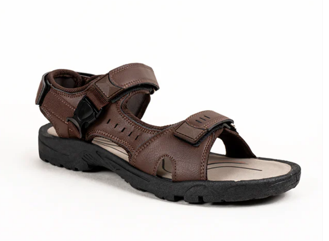 Men's Brown Outdoor Sandals with Adjustable Straps - Trekking Sandals
