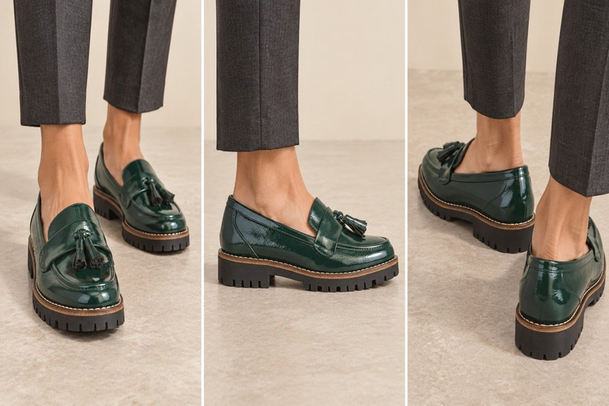 Patent Tassel Loafers Chunky Lug Sole