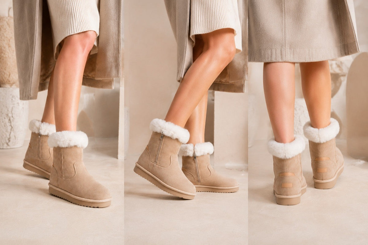Faux Suede Fur-Lined Ankle Winter Boots