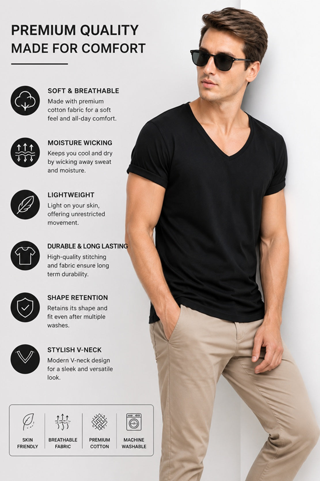 Men's Sweat Proof Undershirt Sweat Guard Odour Control Breathable