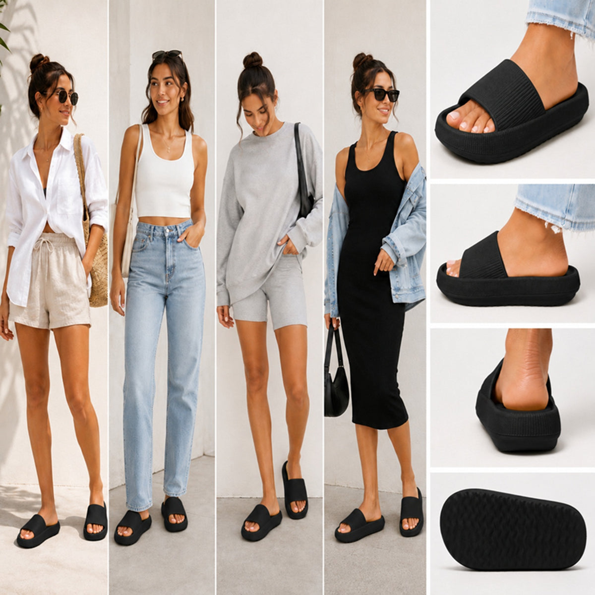 Black Cloud Comfort Platform Slide Sandals