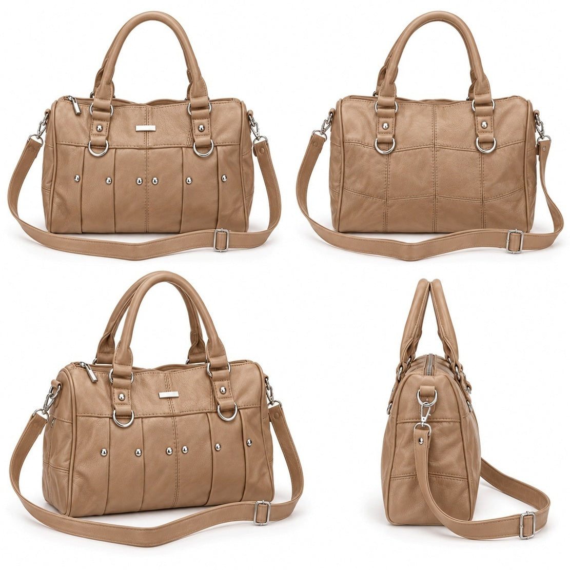 Women's Faux Leather Multi-Compartment Handbag