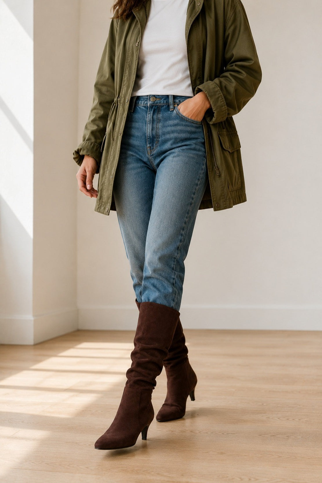Women’s Ruched Pointed Toe Kitten Heel Boots