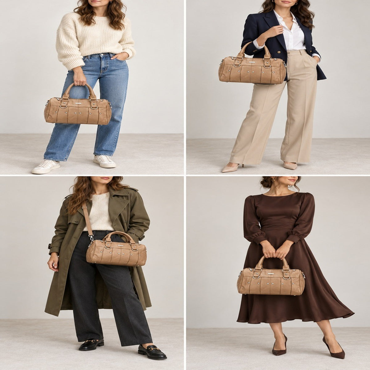 Women's Faux Leather Multi-Compartment Handbag