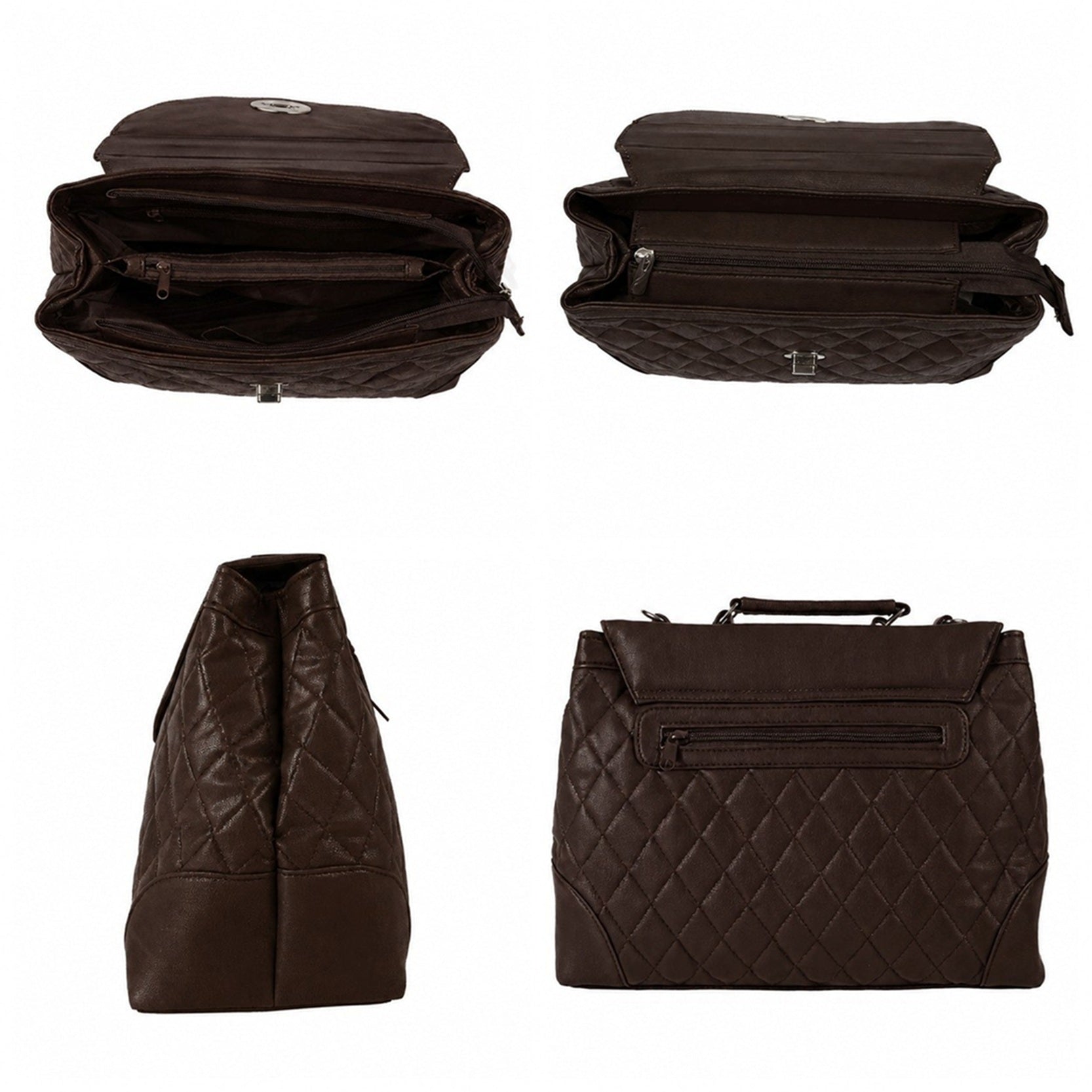 Women's Quilted Top Handle Satchel Crossbody Bag
