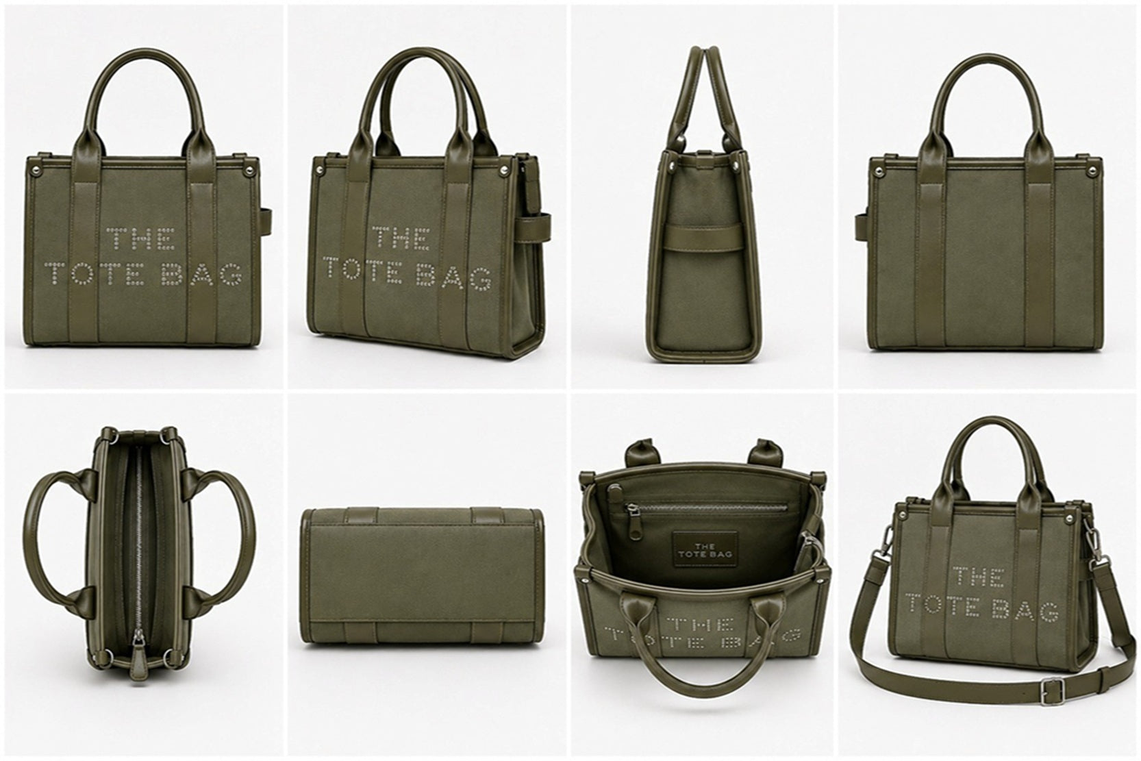 Women's Embellished Canvas PU Trim Tote Crossbody Bag