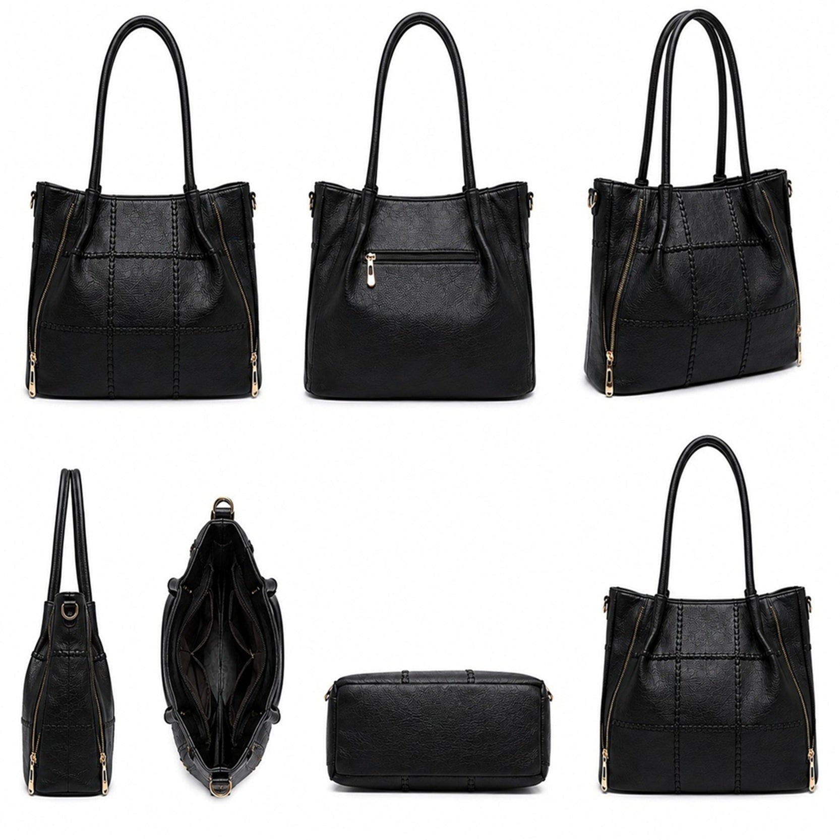 Women's Quilted Faux Leather Shoulder Tote Bag