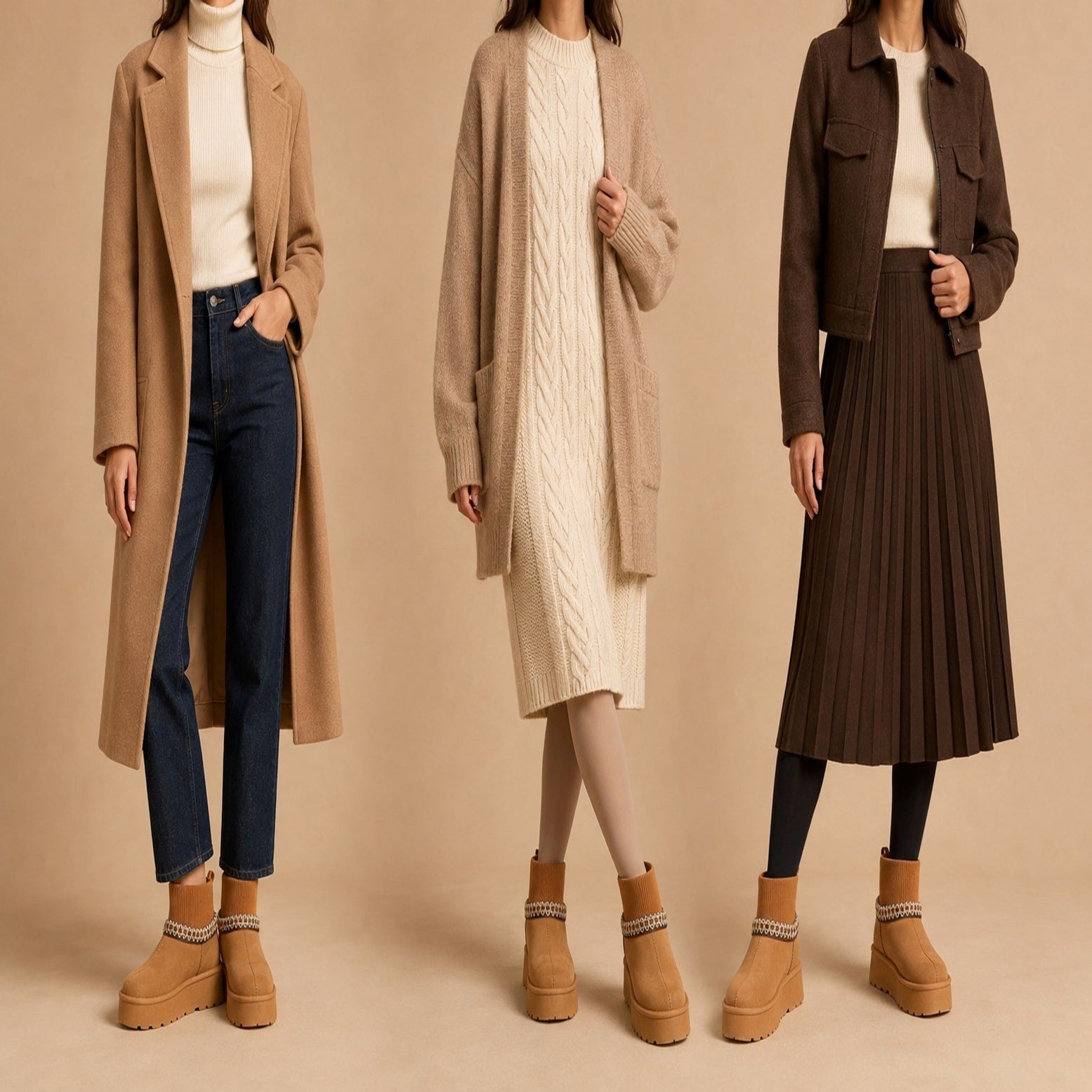 Women's Knitted Cuff Platform Ankle Comfort Boots