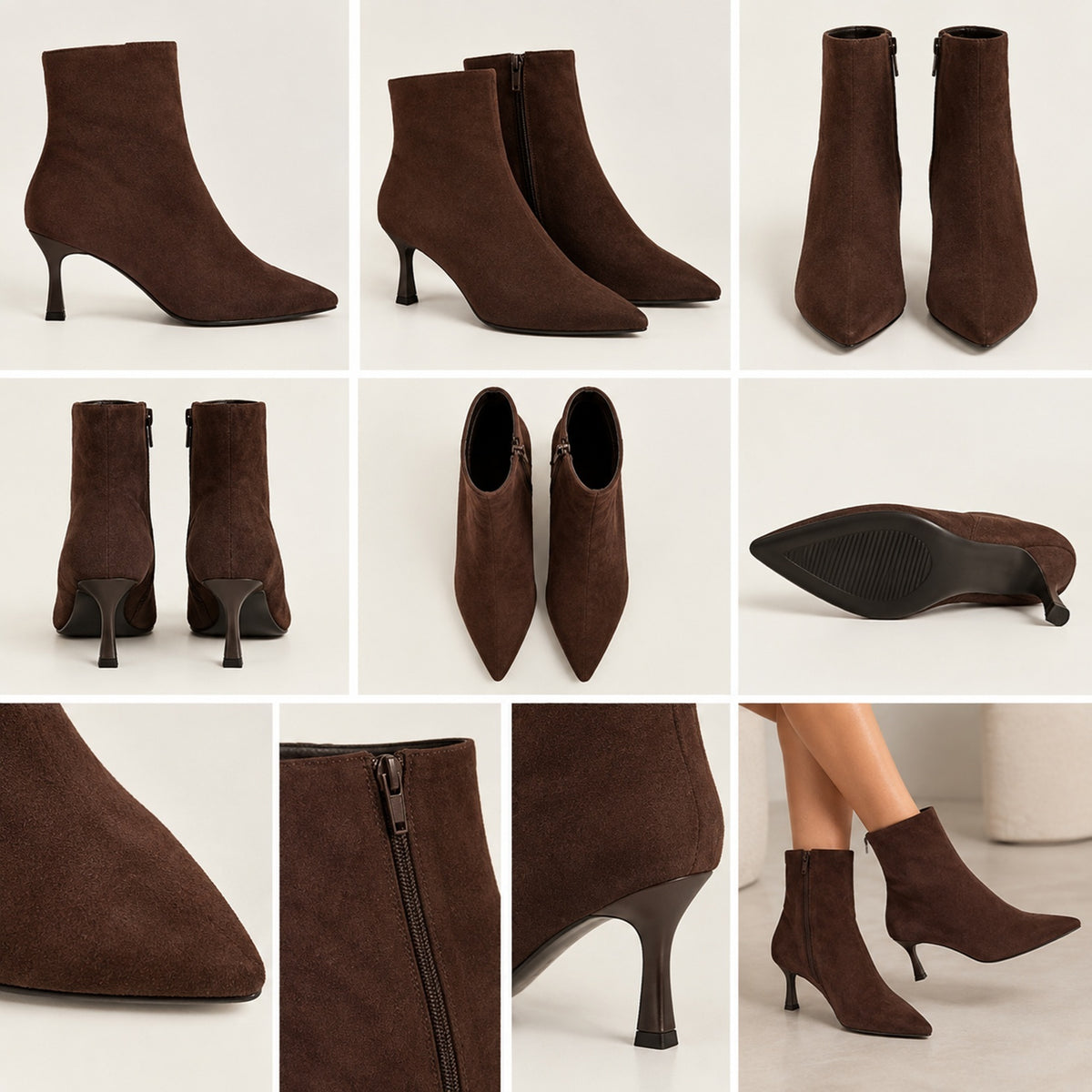 Women's Pointed Toe Suede Kitten Heel Ankle Boots