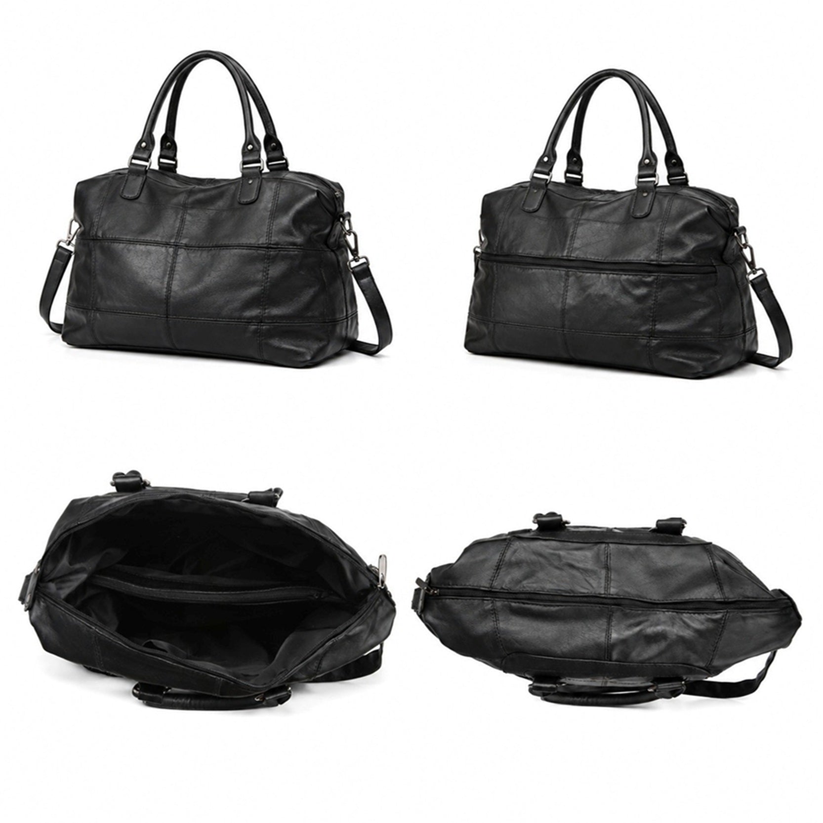 Large Tote Bag in Soft Black Sheep Nappa Leather.