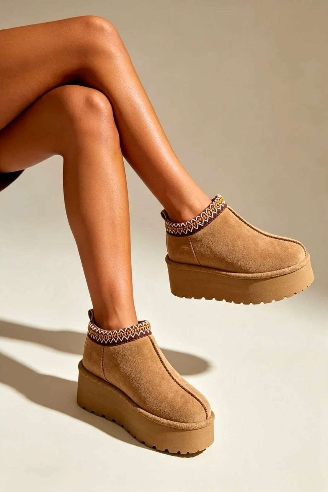 Women's Suede-Look Platform Ankle Slippers