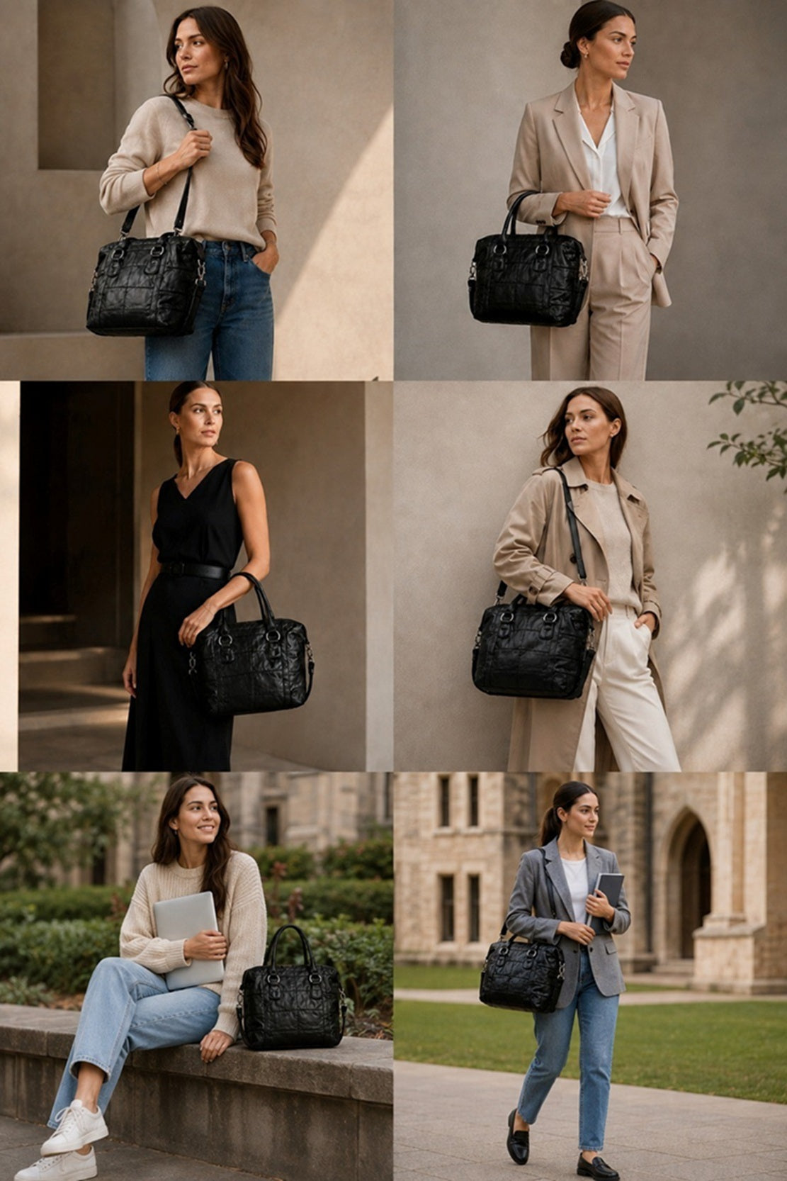 Large Tote Bag in Soft Black Sheep Nappa Leather.