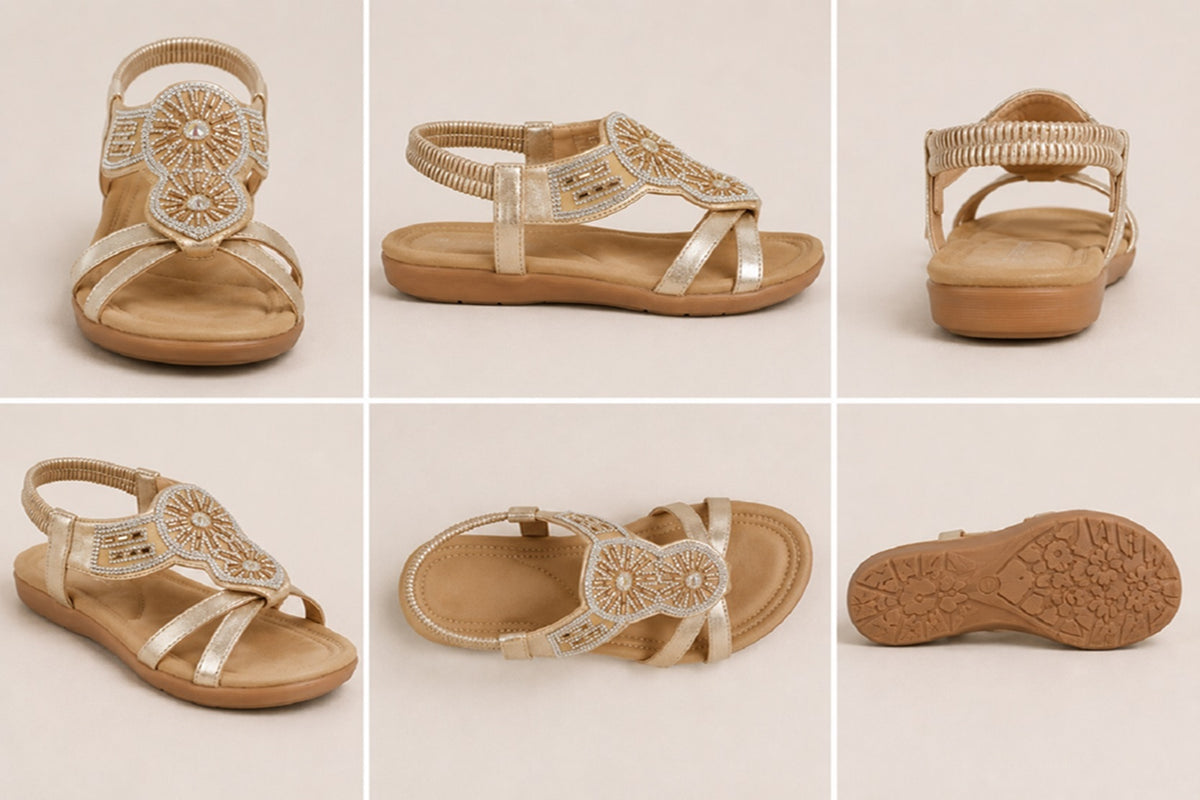 Women's Silver Embellished Comfort Sandals Halcyon Silver & Gold