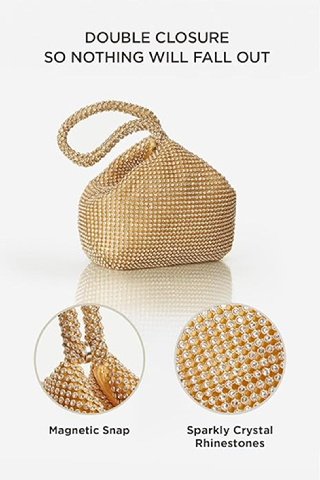 Golden Crystal Beaded Evening Mini Bag