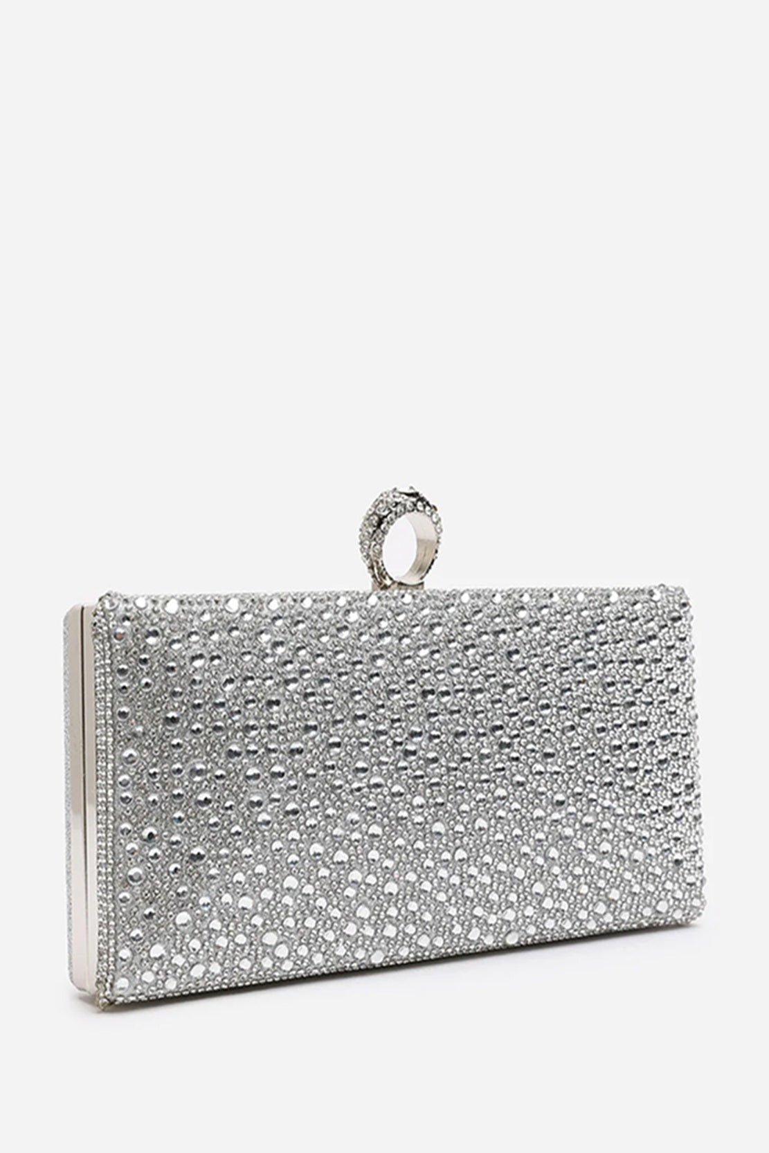 Sparkling  Crystal Clutch Bag with Ring Handle & Chain Strap