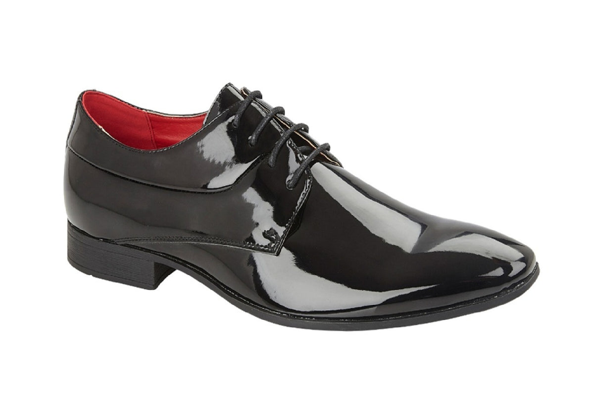 Men’s Black Patent Oxford Shoes – Glossy Lace-Up Formal Dress Shoes