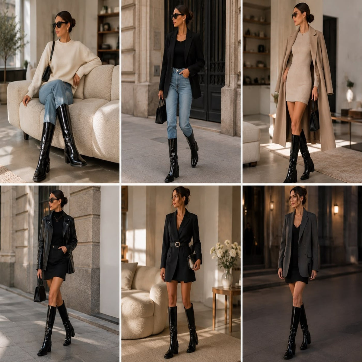 Premium Glossy  PU Leather Knee-High Boots