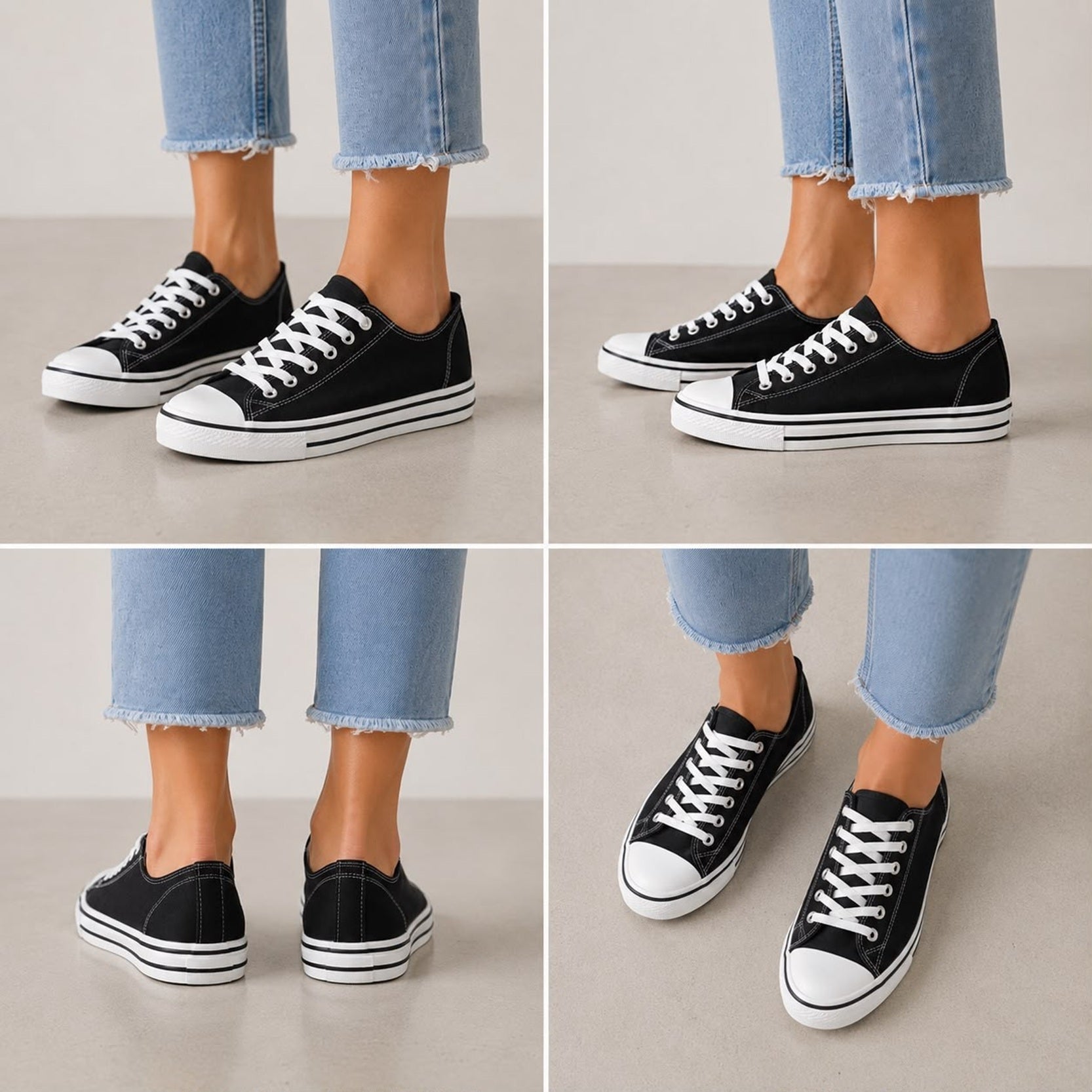 Women's Lace-Up Canvas Flat Trainers