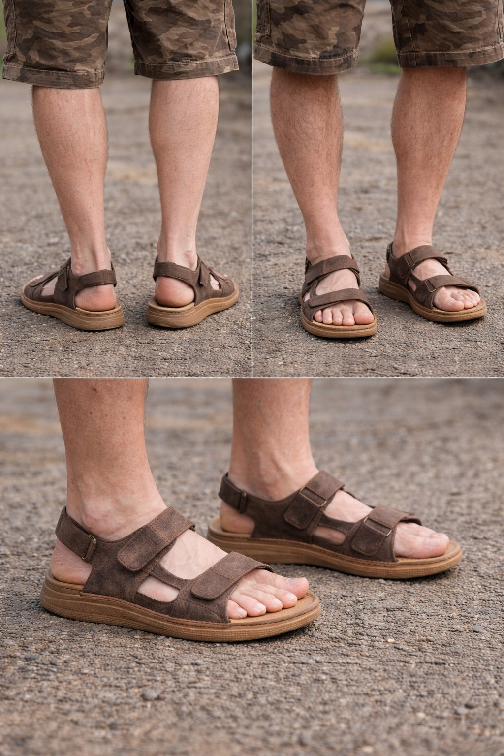 Men’s Comfort Walking Brown Sandals with Adjustable Cushioned Sole