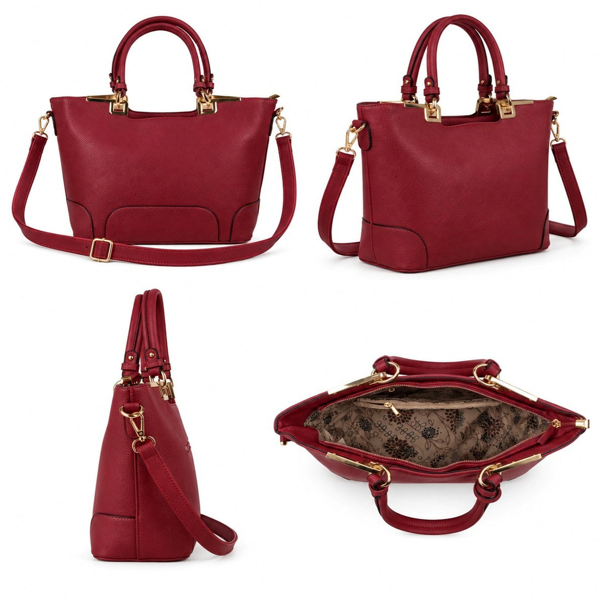 Elegant Textured PU Leather Top Handle Tote Bag