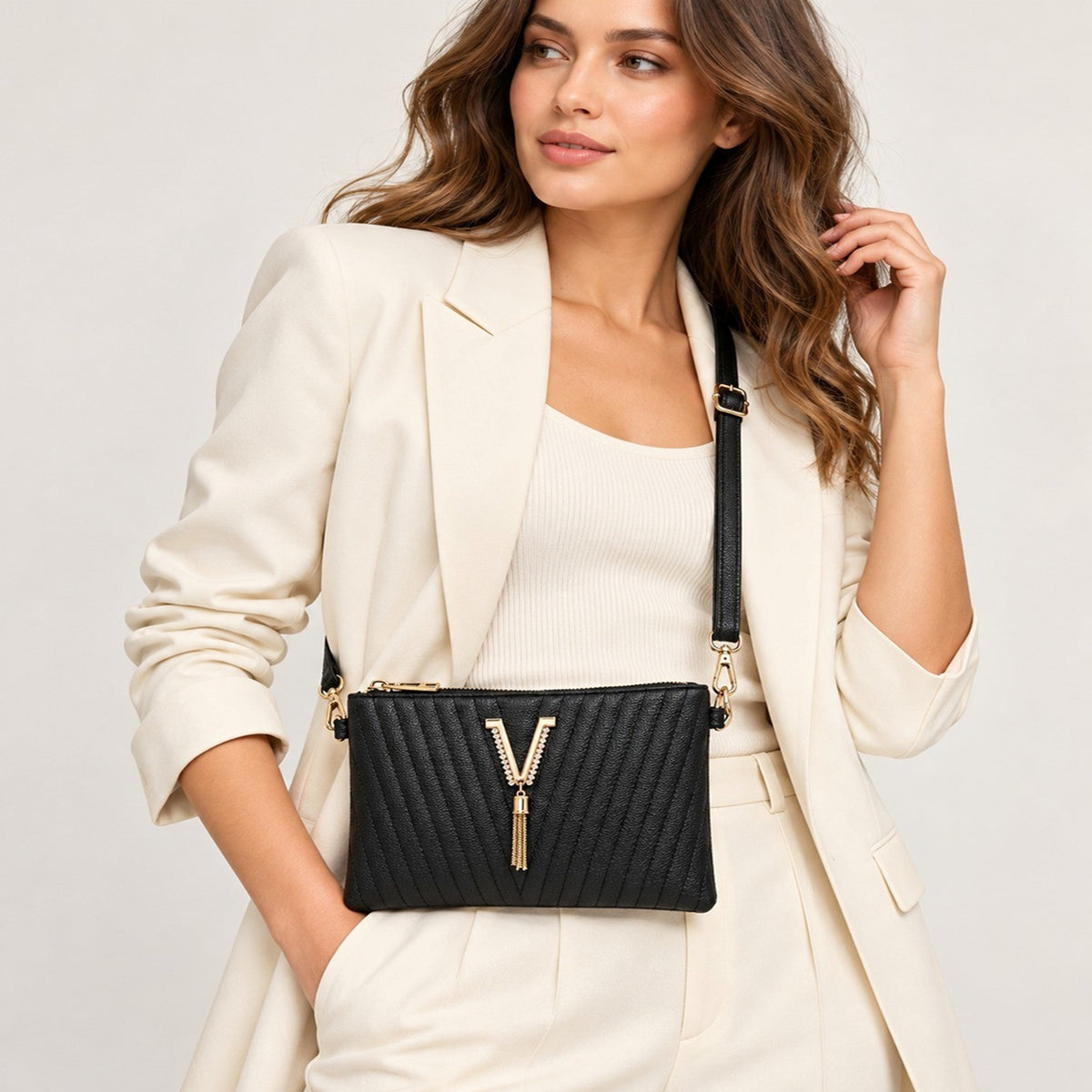 Women's Quilted Zip Crossbody Bag