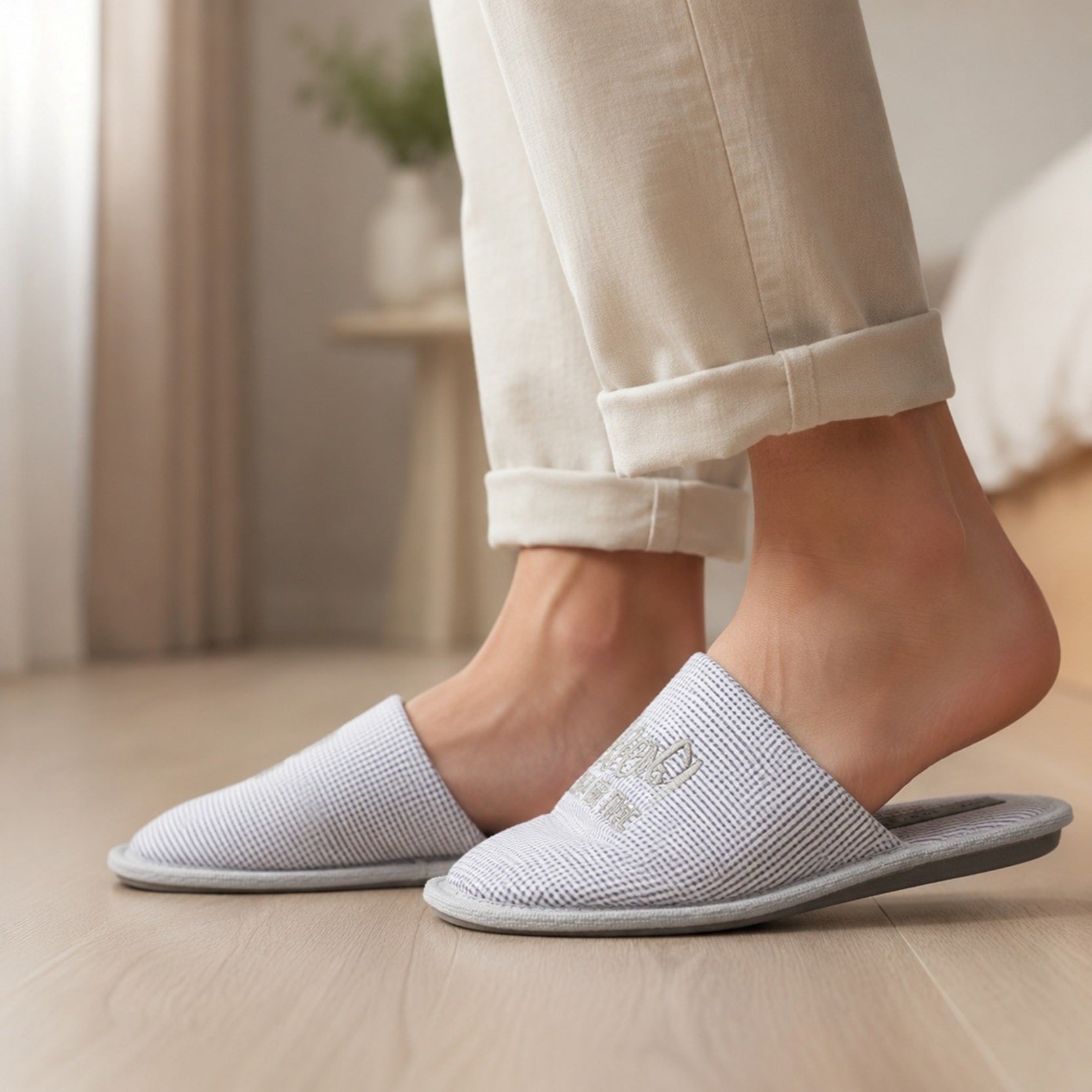 Women's Embroidered Comfort Open Back Slippers