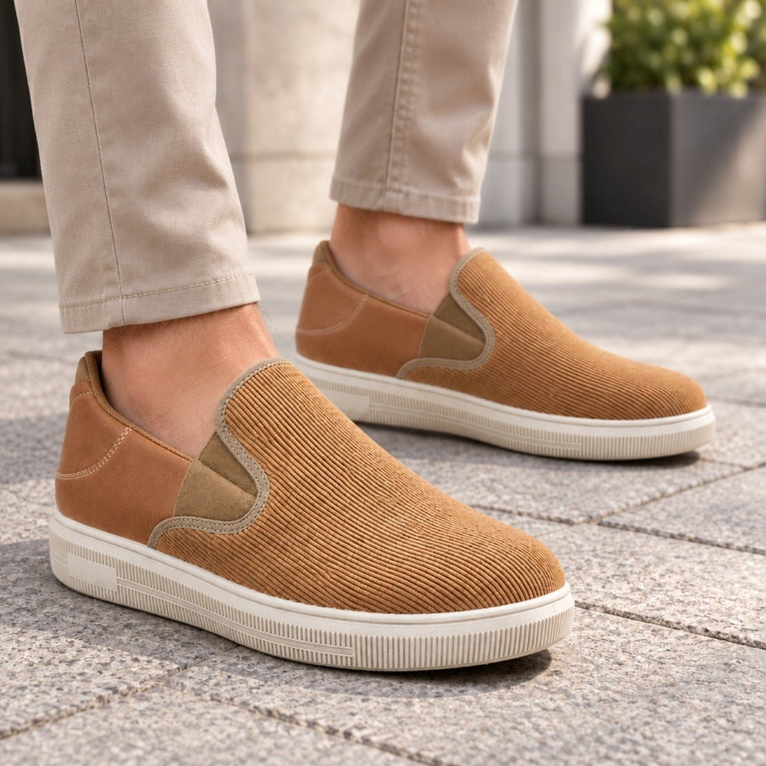 Men's Corduroy Textured Slip-On Casual Shoes