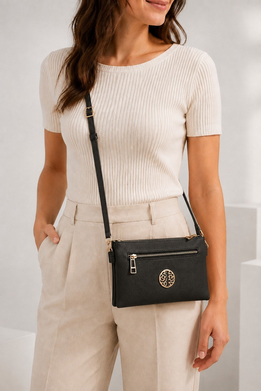 Women’s Textured PU Leather Crossbody Bag