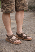 Men’s Comfort Walking Brown Sandals with Adjustable Cushioned Sole