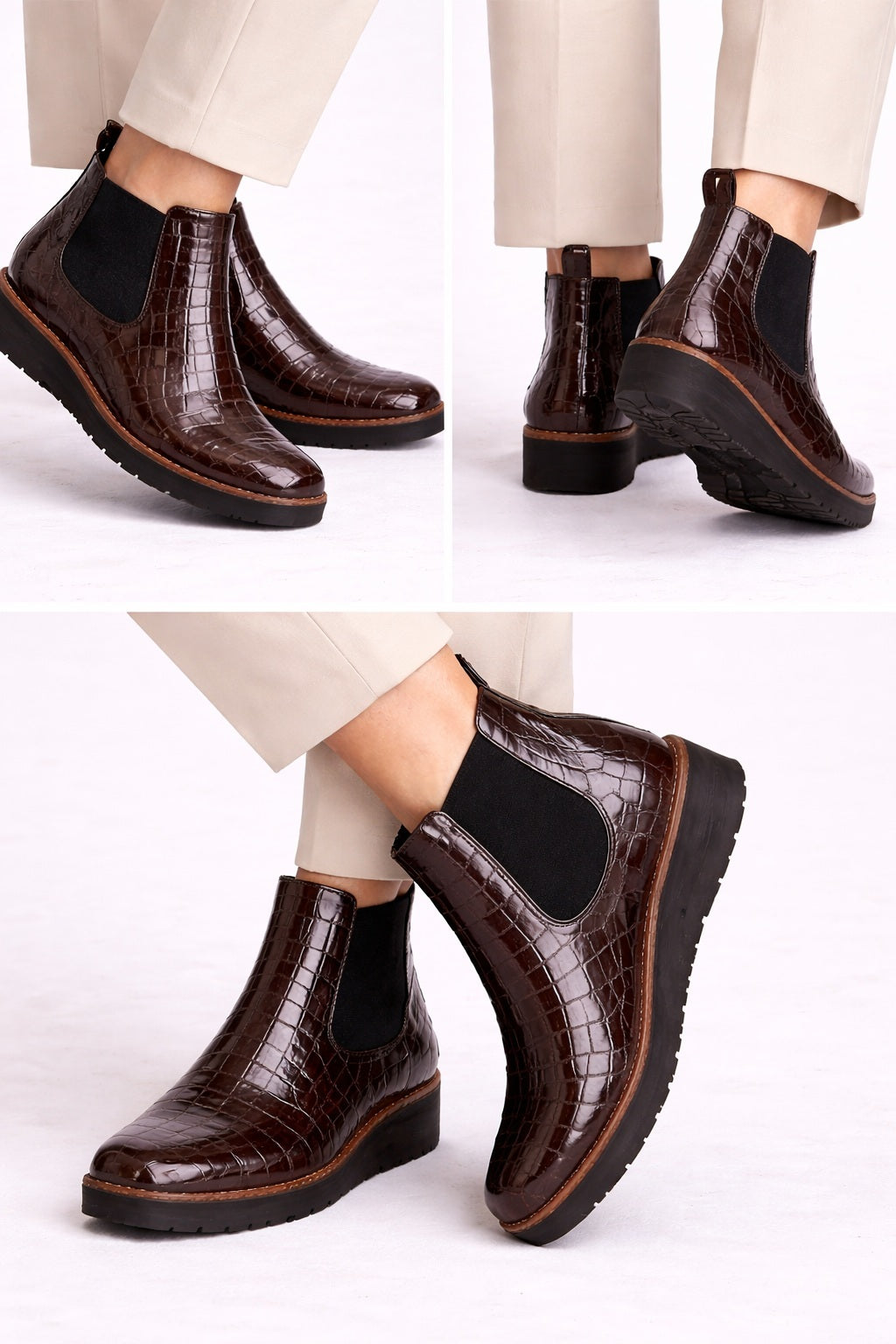 Chelsea Style Ankle Boots with Elastic Gusset – Chunky Sole Croc Boots