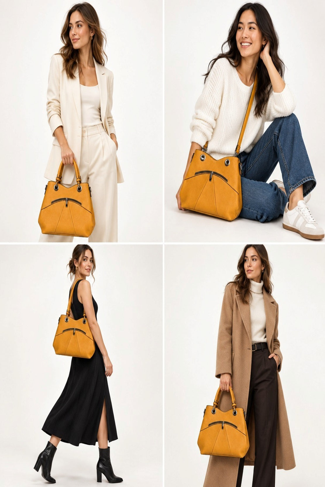 Women’s Textured PU Leather Top Handle Shoulder Bag