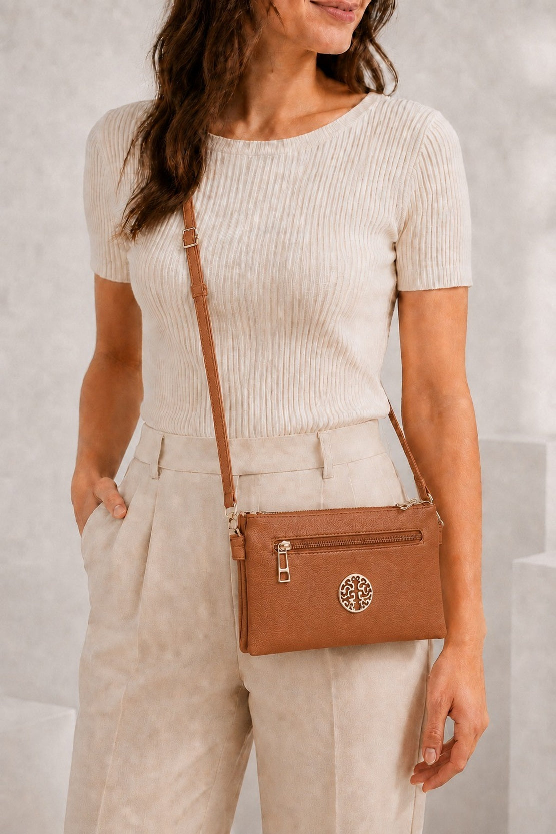 Women’s Textured PU Leather Crossbody Bag