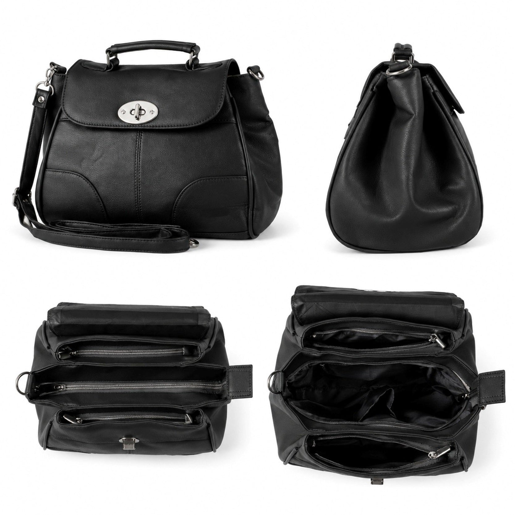 Women's Leather Grain PU Messenger Bag