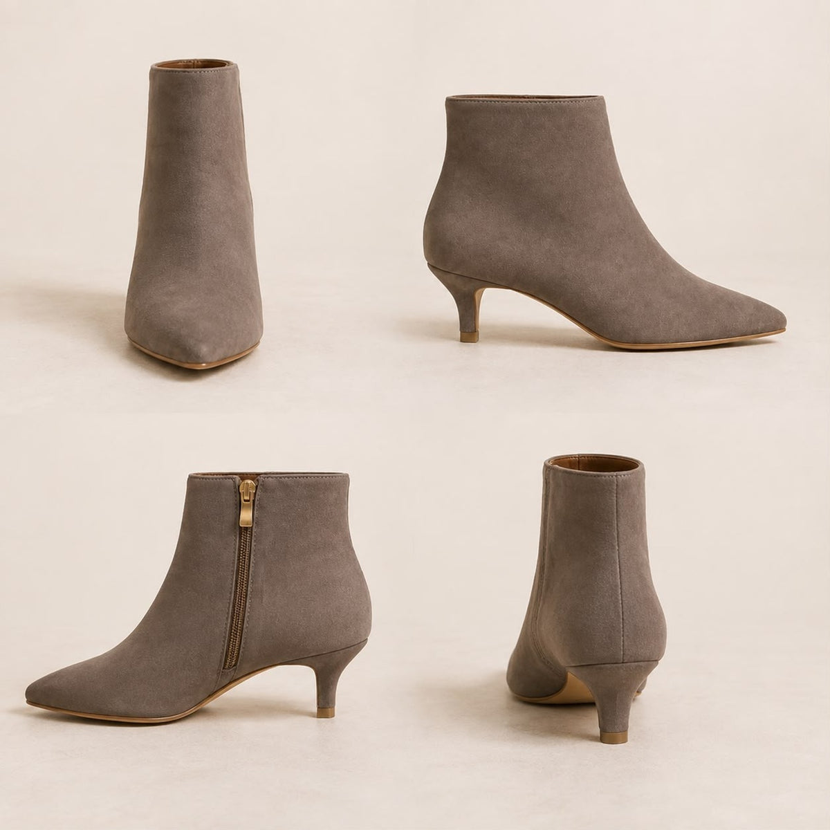Pointed Toe Kitten Heel Ankle Boots Wide Fit