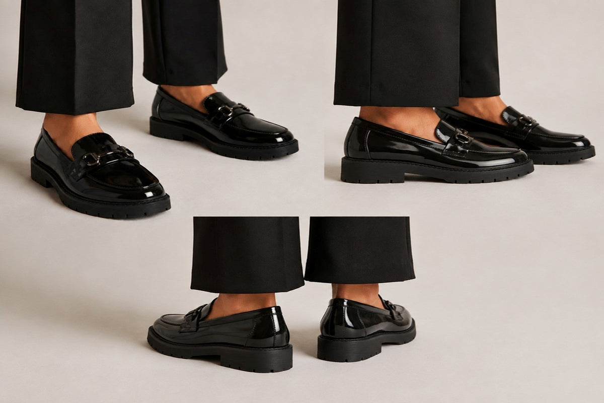 Patent Chain Detail Platform Loafers