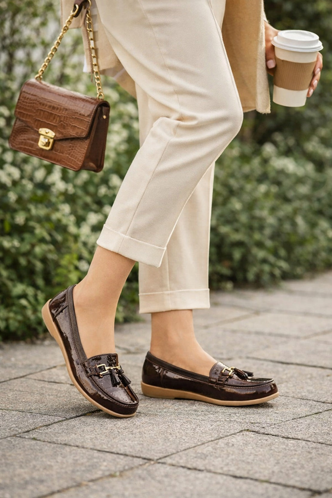 Chic Burgundy Croc Patent leather tassel Loafers