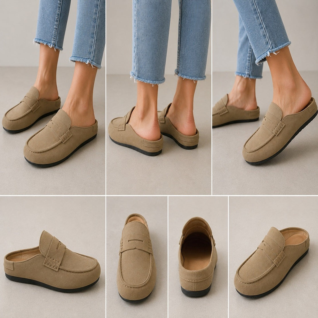 Women’s Beige Penny Loafer Platform Shoes