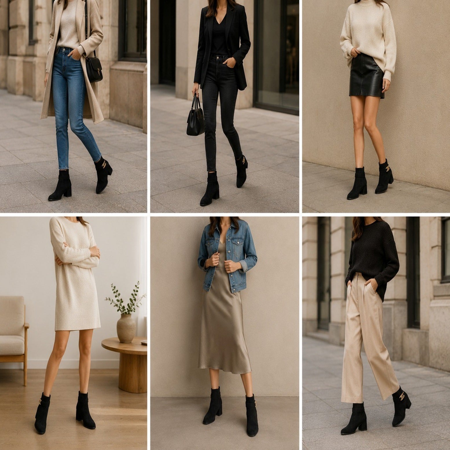 Elegant Ladies Heeled Boots with Gold Trim