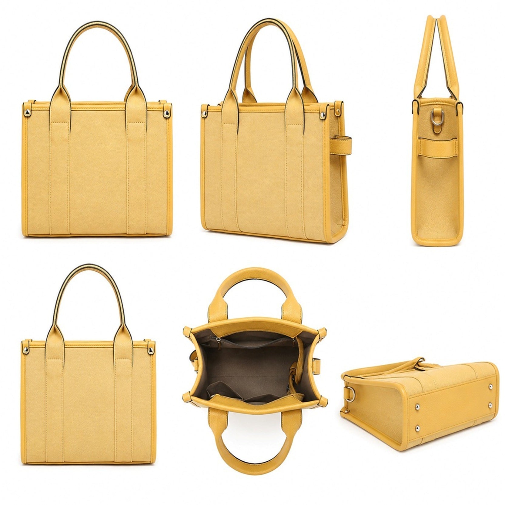 Women's Embellished Canvas PU Trim Tote Crossbody Bag