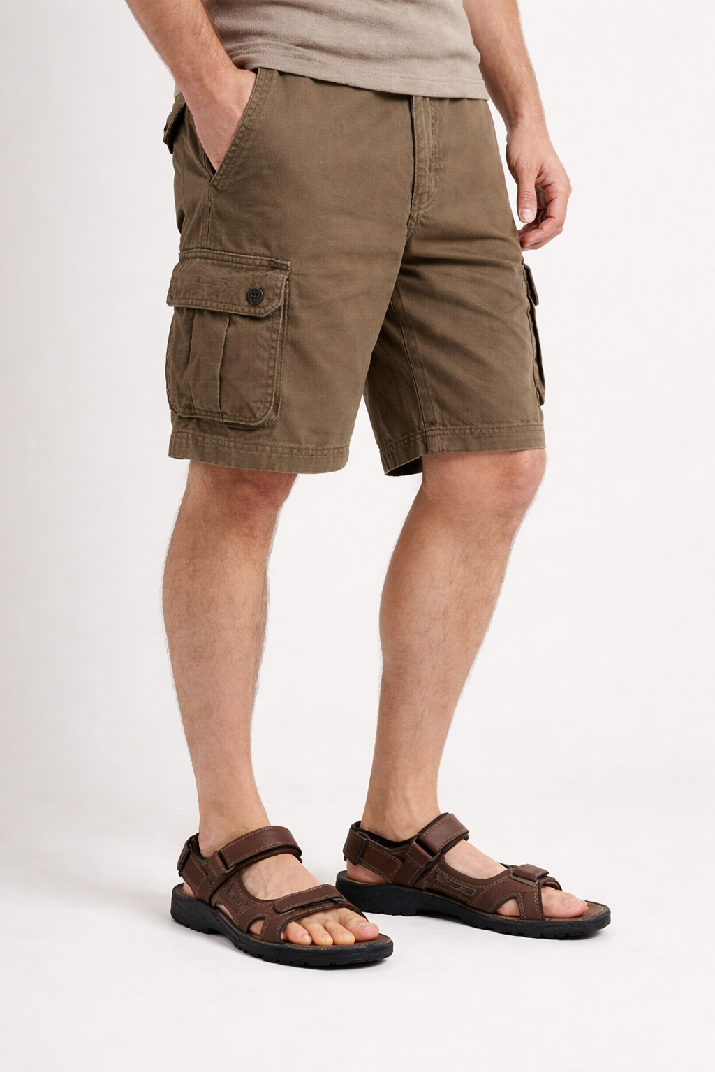 Men's Brown Outdoor Sandals with Adjustable Straps - Trekking Sandals